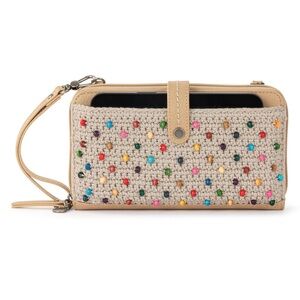 The Sak Iris phone crochet beaded crossbody wristlet bag